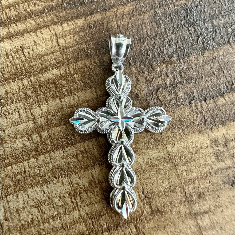 14k white gold cross